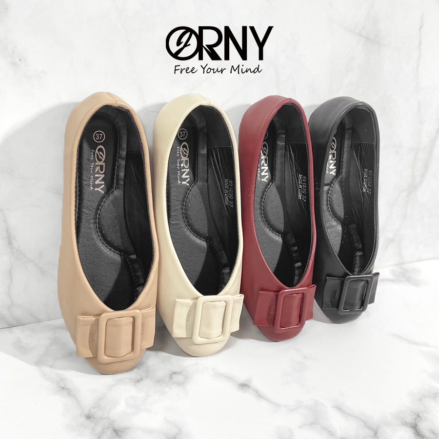 ORNY(ออร์นี่) ® OY1230 🌻 รองเท้าคัชชูส้นแบน หัวตัดแต่งอะไหล่ 🌻 - รูปที่ 2