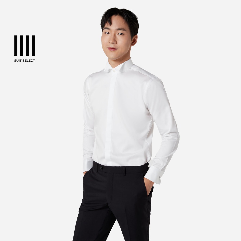 Wing collar Plain shirt (White) เสื้อเชิ้ตผู้ชาย เสื้อเชิ้ตสำหรับหูกระต่าย เสื้อเชิ้ตออกงาน