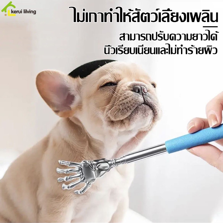 Allsking ไม้เกาหลังพกพา ยืด-หดได้ ที่เกาหลังสุนัขและแมว อุปกรณ์เกาหลัง นวดขนสัตว์เลี้ยง