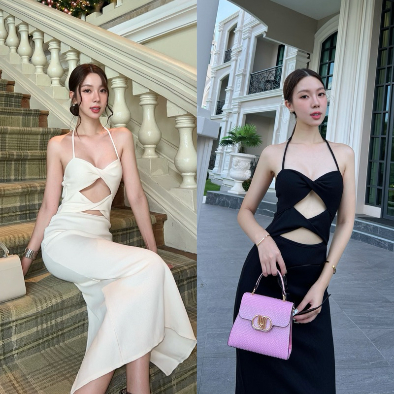 เดรสบิดเกลียวหน้า ผูกคอ สวยแซ่บมากค่า!! ผ้าร่องเนื้อดียืดหยุ่นดีมากค่ะ รุ่นนี้คือต้องมีติดตู้ไว้น้า