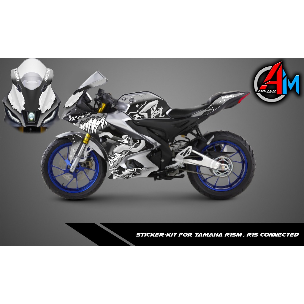 (Mr.AM) ชุดสติ๊กเกอร์ [เกรด Basic] Yamaha YZF-R15, R15M V4 2022 (VENOM MONSTER REMARK)