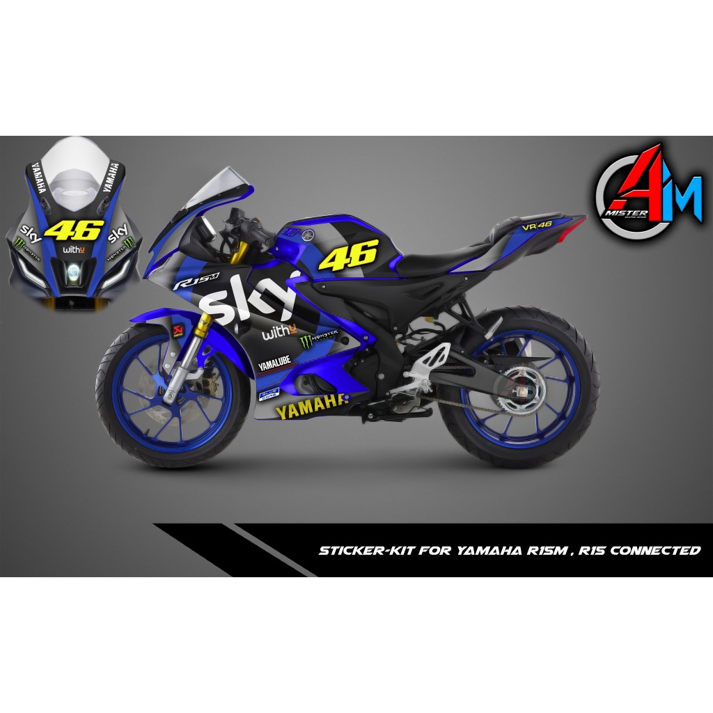 (Mr.AM) ชุดสติ๊กเกอร์ [เกรด Premium] Yamaha YZF-R15, R15M V4 2022 (TT SKY RACING)