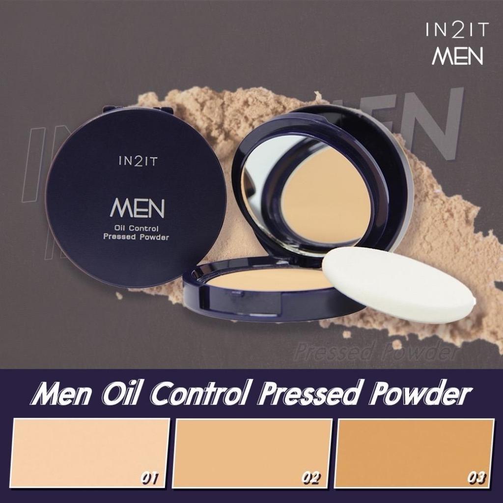 IN2IT Men แป้งพัฟ ผู้ชาย Oil Control Pressed Powder SPF 20 PA+++ แป้งผสมรองพื้นเนื้อละเอียด ปกปิดรอยสิวได้อย่างธรรชาติ ช