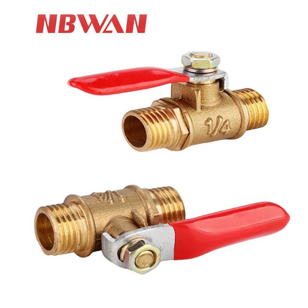 NBWAN ข้อต่อ วาล์วลมทองเหลือง ขนาด 1/2 , 1/4 , 3/8 นิ้ว