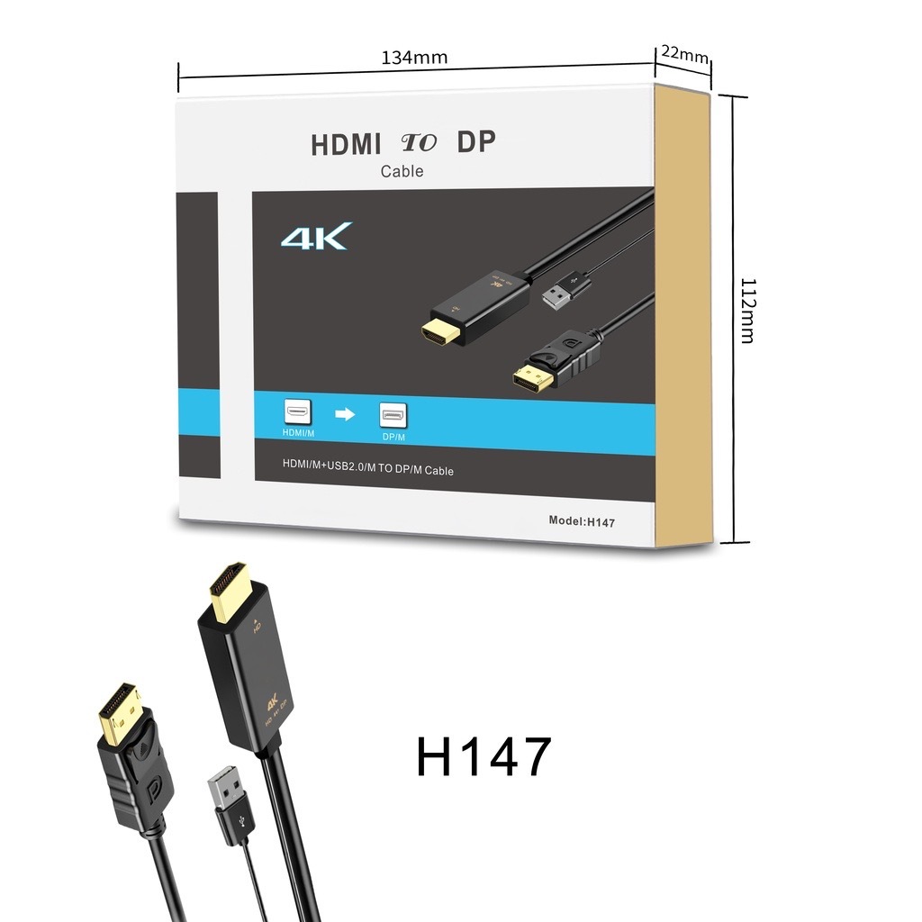 HDMI to DP Converter 60Hz HDMI to Display port  4K Adapter Cable Display Port Converter 1.8M