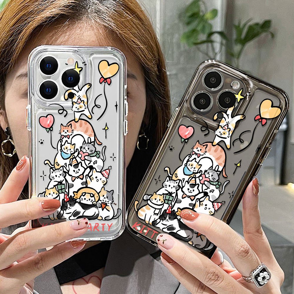 Soft TPUเคสมือถือ For Iphone 11 13 16 17 15 Pro Max 14 XR 12 Air 15promax 14promax 13promax 7 8 Plus Xs X SE แมวเคส