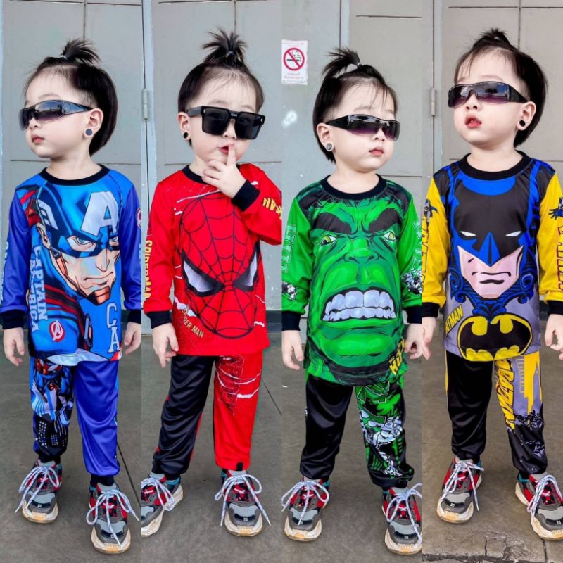 ชุดเด็กผู้ชายแขนยาวขายาว ลายหน้าเต็มเท่ห์ๆ ผ้าไมโคร