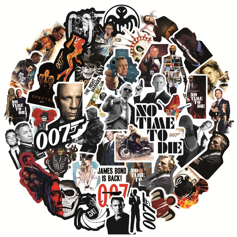 พร้อมส่ง 50แผ่น เจมส์ บอนด์ 007 James Bond USA MOVIE FILM กันน้ำ สติ๊กเกอร์ sticker แจ็คสัน หวัง