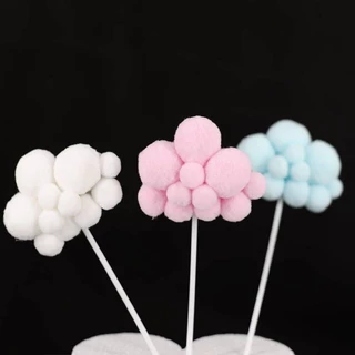 ก้อนเมฆแต่งเค้ก สีขาว ชมพู ฟ้า