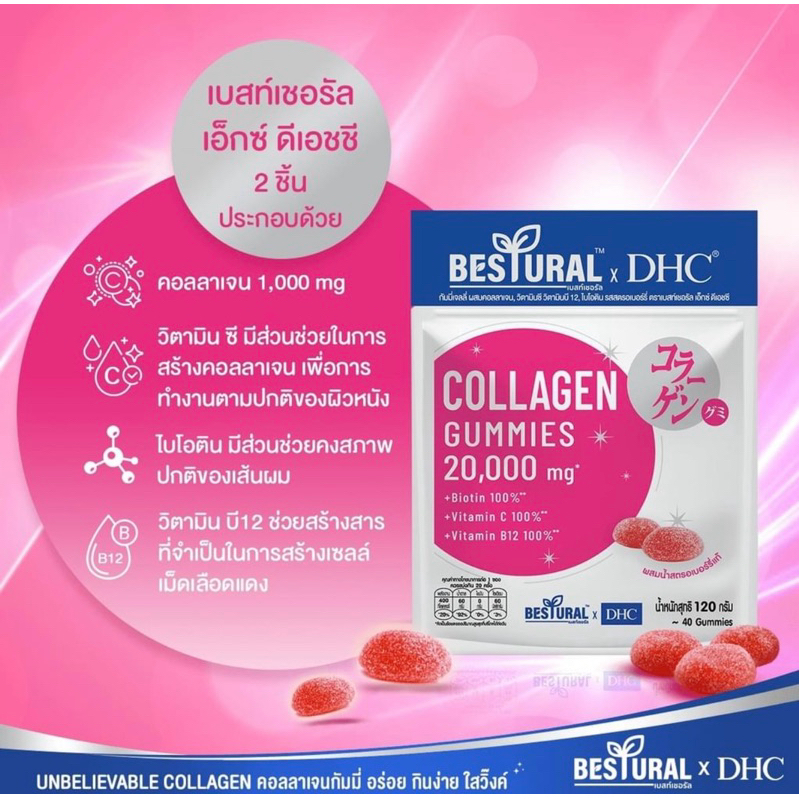 Bestural  DHC  Collagen Gummy คอลลาเจน กัมมี่ แบบเคี้ยว