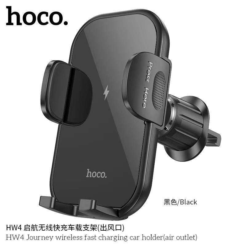 Hoco HW4 Wireless Fast Charge Car Holder Air Outlet ที่จับโทรศัพท์มือถือในรถยนต์ระบบชาร์จไร้สาย แบบจิดช่องแอร์