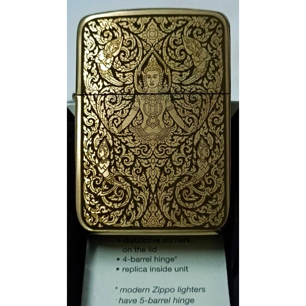 Zippo Replica Brass 1941 ของแท้ สีทองด้าน ยิงเลเซอร์ ลายเทพ 5 องค์ 5 ด้าน