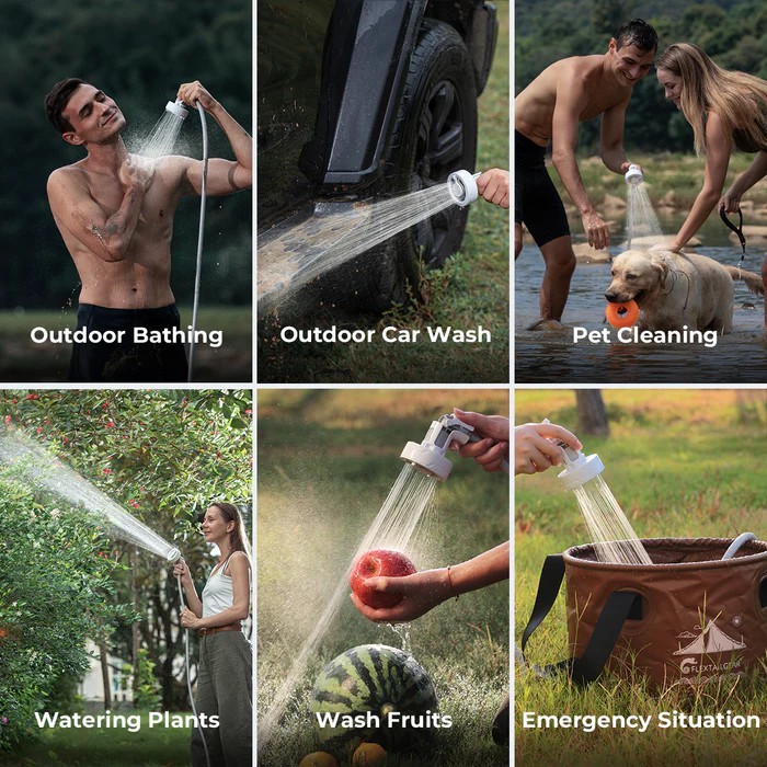 FLEXTAIL Max Shower ฝักบัวแคมป์ปิ้งชาร์จไฟได้ เบา กะทัดรัด พกง่าย ระบบดูดน้ำสุดล้ำ ป้องกันน้ำได้ - รูปที่ 2