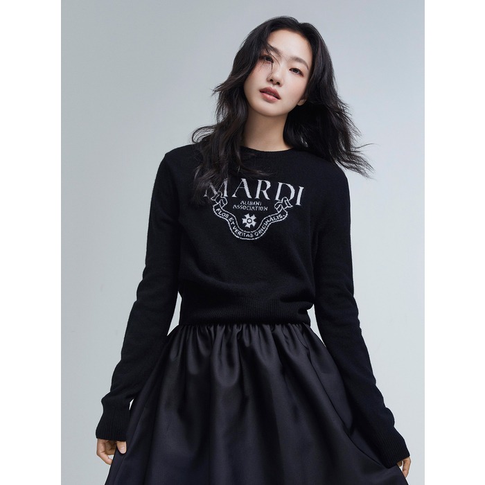Mardi Mercredi Cashmere Crew Neck Alumni Classique (Cropped Black Ivory, Black Ivory, Grey Black)