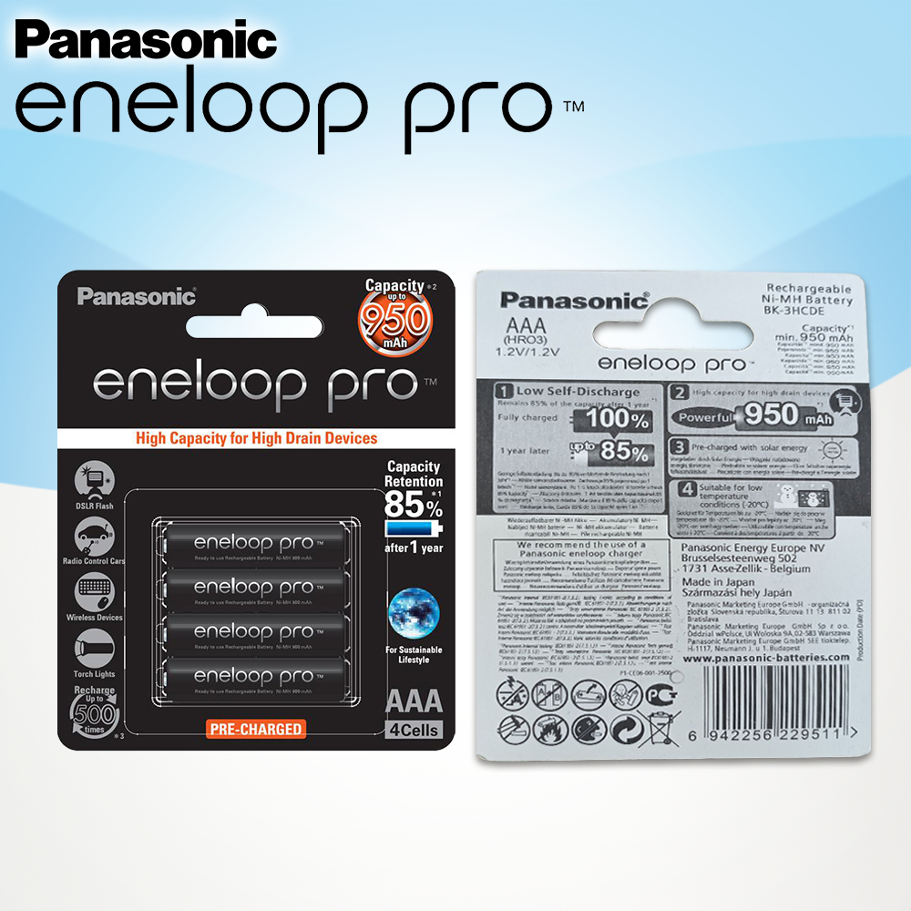 Panasonic eneloop Pro AAA  950mah  แพ็ค4ก้อน Rechargeable battery ถ่านชาร์จ