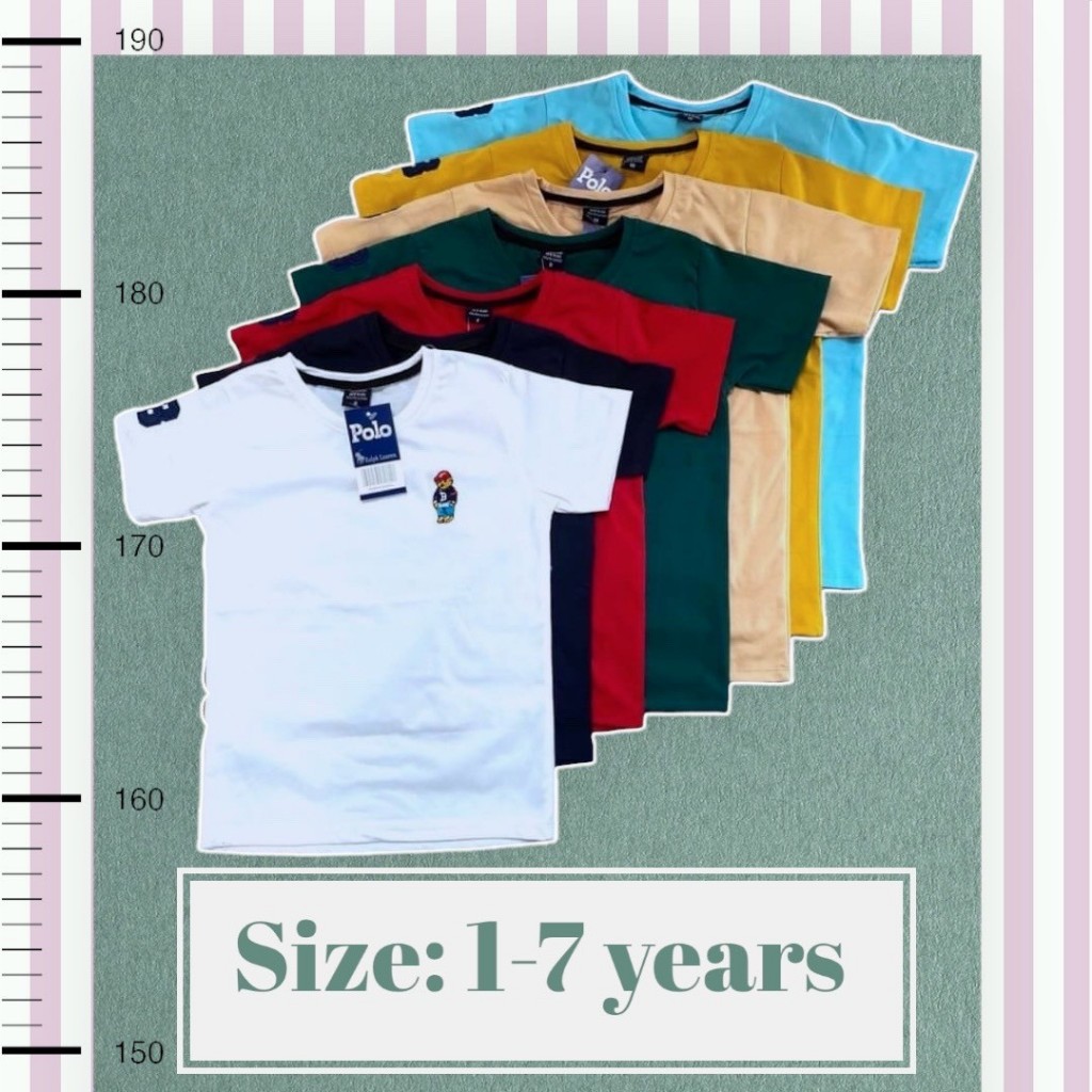เสื้อยืดคอกลมปักหมี 1ปี-7ปี ผ้านุ่มมาก ปักม้า สีสด ไม่หด ไม่ย้วย นุ่มเด้ง