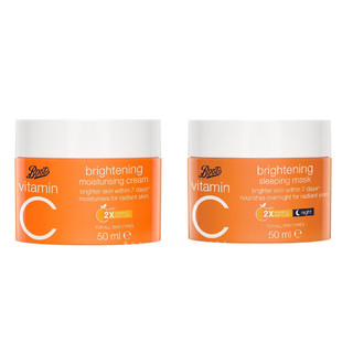 Boots Vitamin C บู๊ทส์ วิตามิน ซี ไบรท์เทนนิ่ง สลีพปิ้งมาส์ก & มอยเจอร์ไรซิ่ง 50 ml.