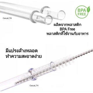 หลอดพลาสติกแข็ง + แปรงล้าง สำหรับแก้ว 20 และ 30 ออนซ์