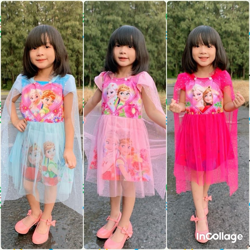 ชุดเจ้าหญิง ชุดเด็ก คลุมหลังน่ารัก2-7ขวบ