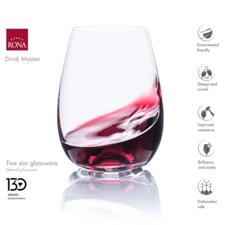 แก้วน้ำ แก้วไวน์ไม่มีขา, Rona Drink Master Multipurpose แก้วคริสตัล Stemless Crystal Glass
