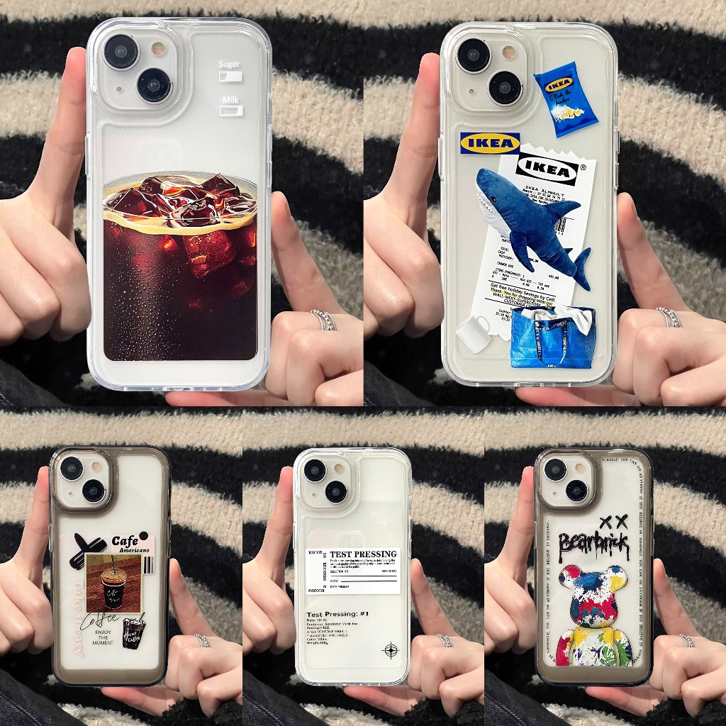 เคสใสมีลายปุ่มเงิน เคสอะคริลิคขอบนิ่ม สำหรับไอโฟน 7plus/XR for iPhone/11/12/13/14/15/Pro/max 14Promax 15Promax 13Promax