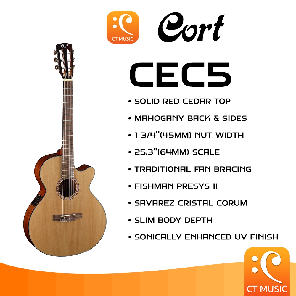 Cort CEC5 Acoustic Guitar กีตาร์คลาสสิกไฟฟ้า กีตาร์คลาสสิก กีตาร์ CEC-5 CEC 5