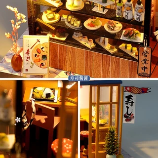 บ้านจิ๋ว DIY รุ่น ร้าน ซูชิ ขนมหวาน ไอศครีม ร้านเค้ก ร้านดอกไม้ จีนโบราณ บ้านตุ๊กตา DIY mini
