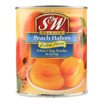 S&W Peach Halves in Syrup เอสแอนด์ดับบลิว พีช ผ่าครึ่งในน้ำเชื่่อม 825g.