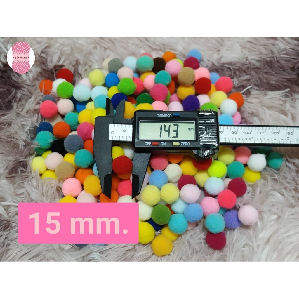 ปอม ๆ POM POM SOFT  15 mm. 100ชิ้น/สี ✨มี 42 สี (รุ่นซอฟต์)