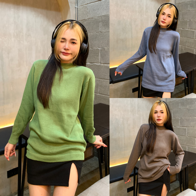 SpinnyHouse สเวตเตอร์คอปีน ผ้าไหมพรมถุกละเอียด สาวอวบใส่ได้ กันหนาวกันลมได้ รุ่น สเวตเตอร์ตุล