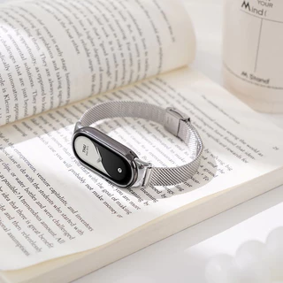 สำหรับ Xiaomi Mi Band 10 9 8 สายโลหะสแตนเลส Xiaomi Mi Band 8 สายหัวเข็มขัดสแตนเลส