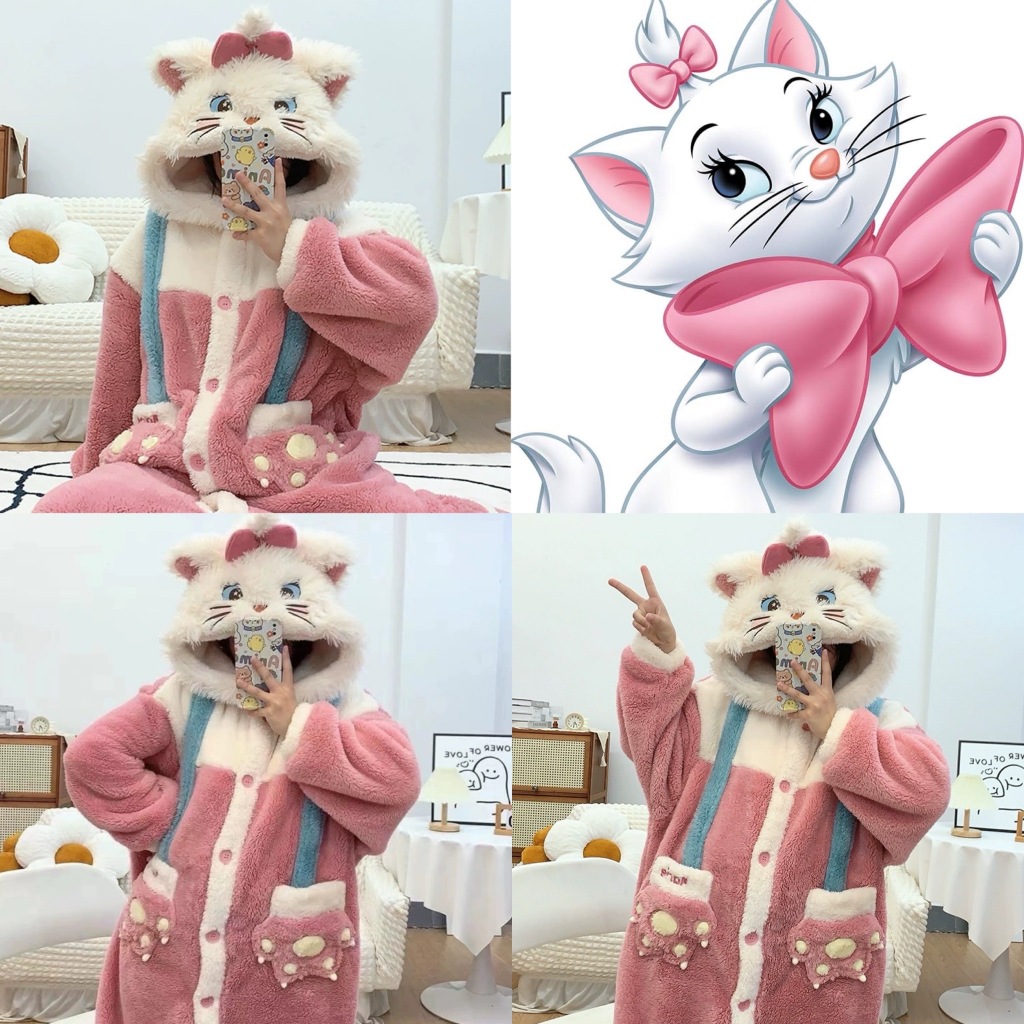 พร้อมส่ง ชุดนอนแมวมารี่ Marie cat fancy suit pajama ชุดคอสเพลย์ ชุดนอน ชุดคู่ ชุดกันหนาว 19026