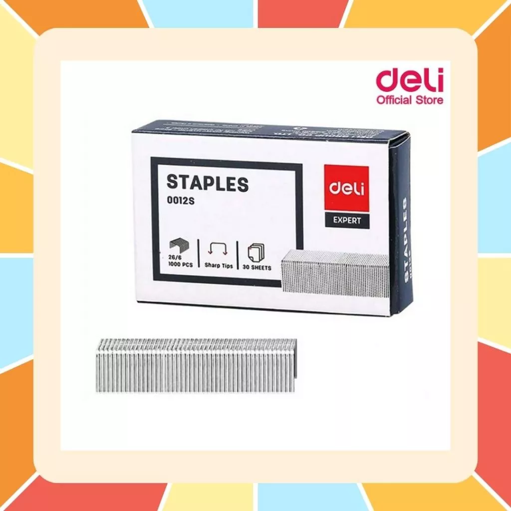 ลวดเย็บกระดาษ Deli 0012S Staples เบอร์ 26/6 และ 24/6 (30 Sheets) เย็บได้ 1,000 ครั้ง ลวดเย็บกระดาษ