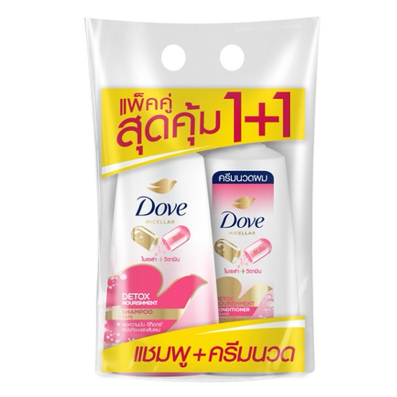 Dove Micellar Shampoo 380 + Conditioner 380ml โดฟ แชมพูและครีมนวดผม