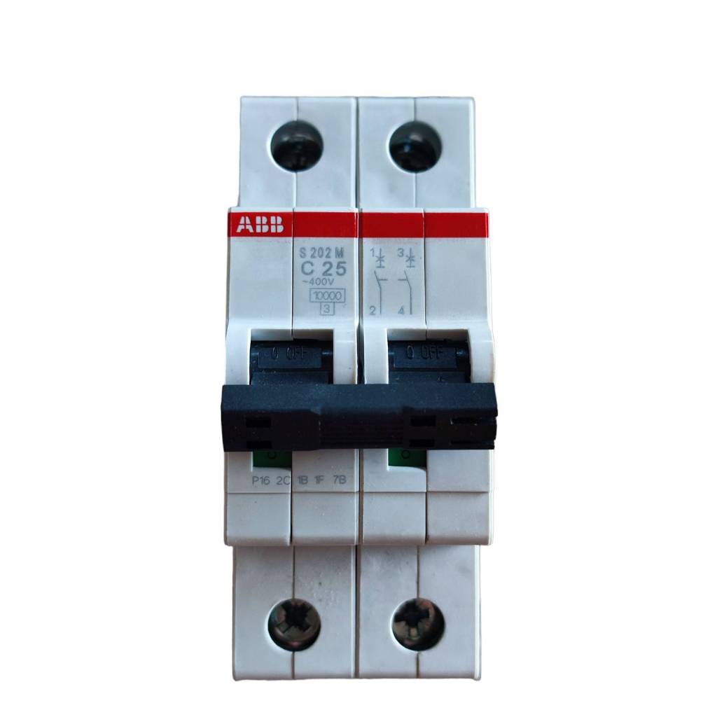 ABB S202M-C16, S202M-C25 เซอร์กิตเบรกเกอร์  MCB 2 โพล 10kA ขนาด 16A และ 25 A ยี่ห้อ ABB ของแท้