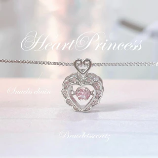 พร้อมส่ง 🩷ลด 80.-🩷โค้ดหน้าร้าน 💗🎠𝒫𝓇𝒾𝓃𝒸𝑒𝓈𝓈💒  สร้อยคอหัวใจเจ้าหญิง สร้อยคอ เครื่องประดับ คริสตัลชมพู (1)