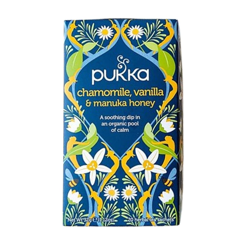 Pukka Chamomile, Vanilla &amp; Manuka Honey Tea Organic x20 ชา ชาอังกฤษ ชาสำเร็จรูป 20 ซอง ชาสมุนไพรออแกนิค