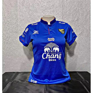 เสื้อกีฬาผู้หญิง ทีมชาติไทยคอจีนรุ่นใหม่ ผ้าใส่สบาย ใส่ได้ตั้งเเต่อก32-38
