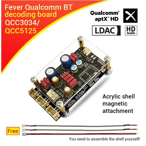 แท้ WUZHI QCC5125 Bluetooth 5.1 บอร์ดถอดรหัสแบบไม่สูญเสียรองรับ APTX LDAC