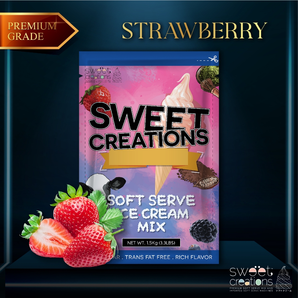 ผงทำไอศครีมซอฟท์เสิร์ฟ ผงไอติม ผงไอติมผัด Sweet Creations (Premium) รสสตรอเบอร์รี่