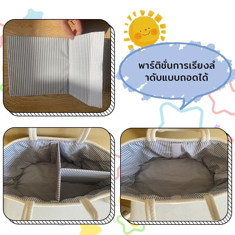 กระเป๋าเตรียมคลอด กระเป๋าคุณแม่ลูกอ่อน กระเป๋าคุณแม่ กระเป๋าตะกร้าผ้าฝ้าย อเนกประสงค์ แบบพกพา สําหรับใส่ผ้าอ้อมเด็ก thumbnail 3