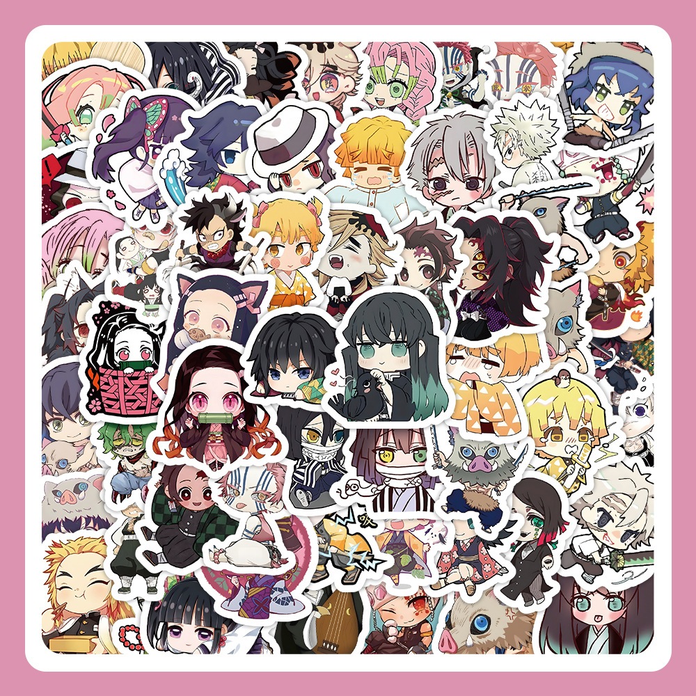 ✨พร้อมส่ง✨CUTE demonslayer鬼滅の刃Kimetsu no Yaiba 60แผ่น กันน้ำ สติ๊กเกอร์ ใช้ซ้ำได้ กระโปรงหลังรถ