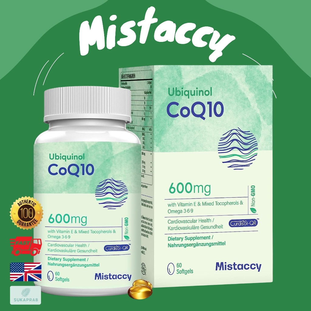 พร้อมส่ง Mistaccy CoQ10 600mg 60 Softgels High Absorption CoQ10 Ubiquinol Supplement Reduced Mistacy Form Enhanced