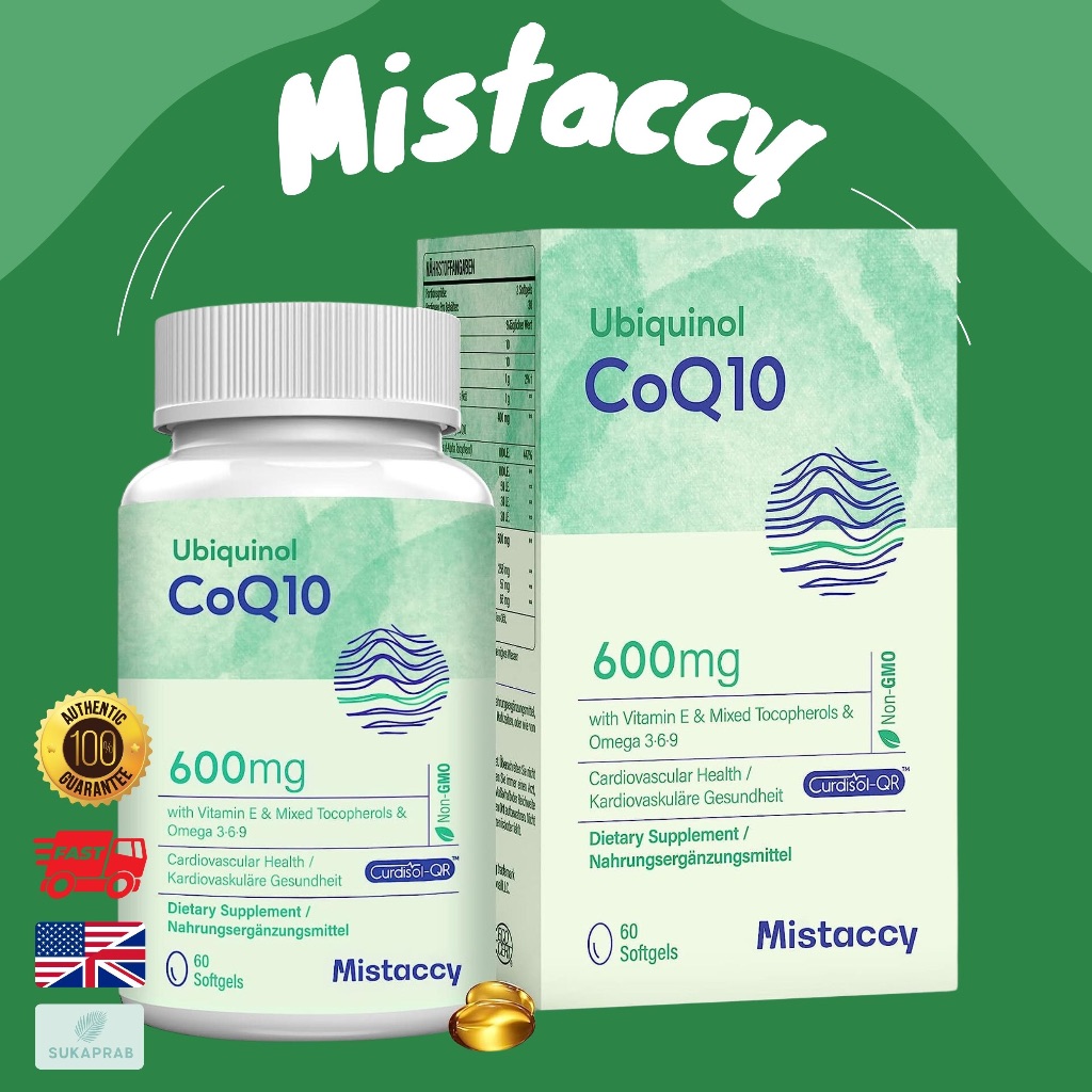 พร้อมส่ง Mistaccy CoQ10 600mg 60 Softgels High Absorption CoQ10 Ubiquinol Supplement Reduced Mistacy