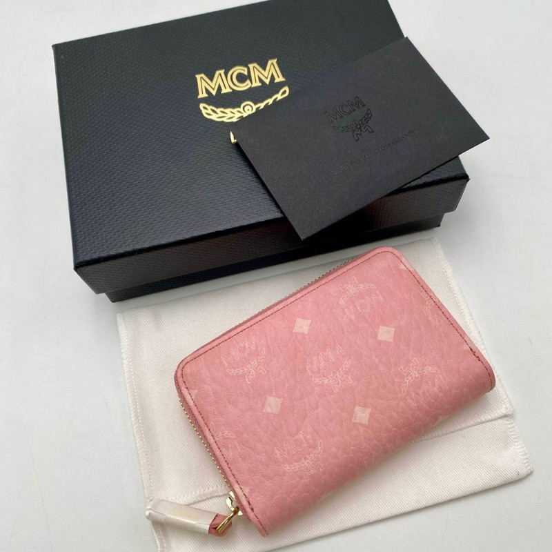 [ทักแชทก่อนสั่ง] MCM แท้💯 Aren Zip X-mini Wallet กระเป๋าสตางค์ ใส่บัตร (Blossom Pink)