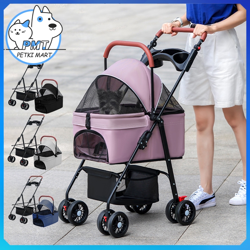 【PMT】รถเข็นสุนัข พับเก็บได้ ถอดออกได้  รับน้ำหนักได้ถึง 20 กิโลกรัม รถเข็นสุนัขและแมว รถเข็นสัตว์เลี้ยง COD
