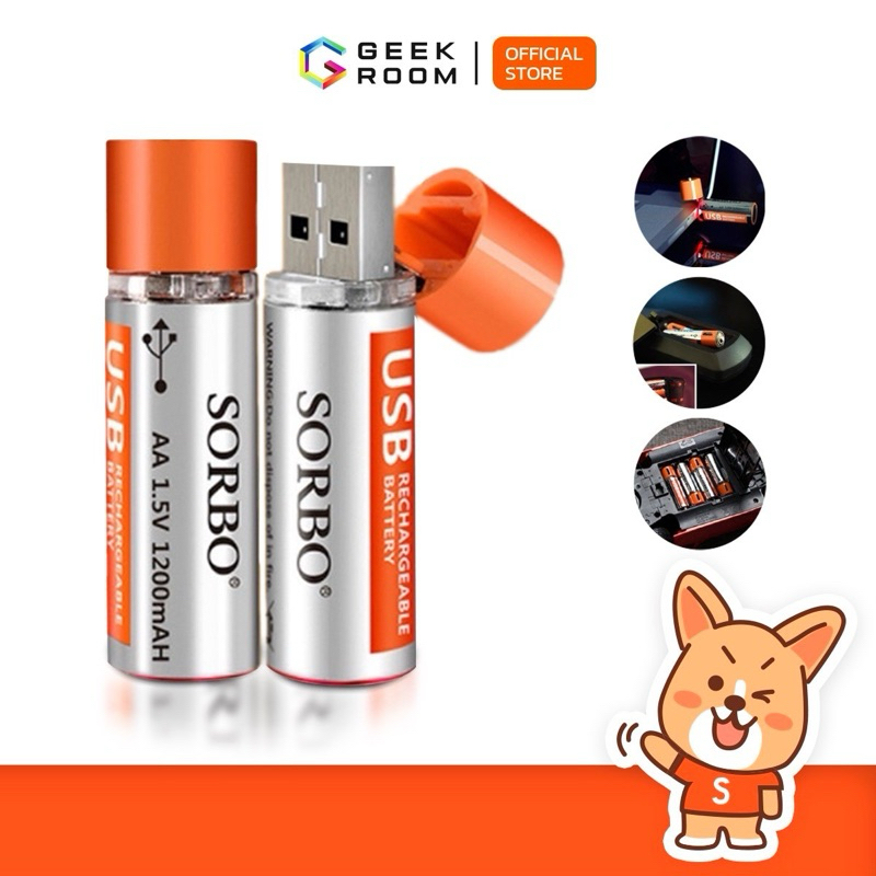SORBOถ่านชาร์จไฟด้วย USB ใช้งานได้มากกว่า500ครั้ง ไม่ต้องซื้อถ่านก้อน พกพาสะดวก การันตีคุณภาพ