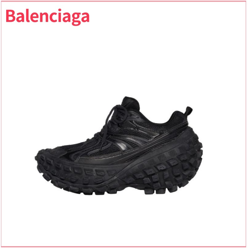 Balenciaga Balenciaga Defender รองเท้ายางแฟชั่นย้อนยุคด้อยรองเท้าพ่อต่ำด้านบนผู้ชายสีดำ