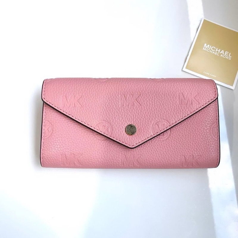 35F3GTVE7T (PRIMROSE) Jet Set Travel Large Logo Embossed Leather Envelope Wallet