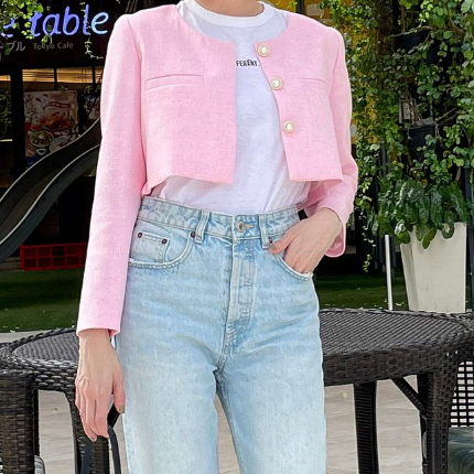 เสื้อคลุม พรีเมียม CH06 ผ้าชาแนลทวิสยาว 20นิ้ว